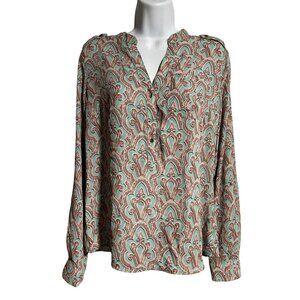 The Limited Floral Pullover Shirt Womens Small Semi Sheer Roll Tab Sleeves